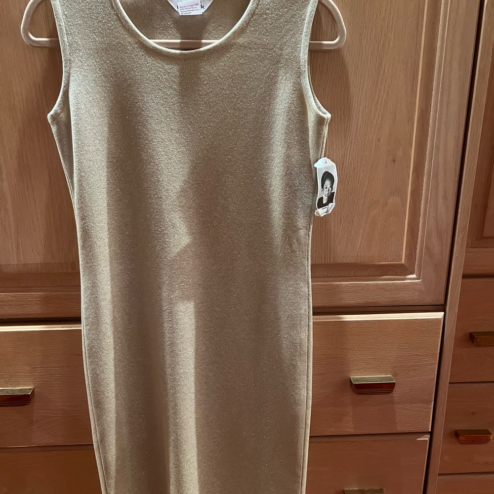 Misook Gold Glittery Elegant Dress XS NWT